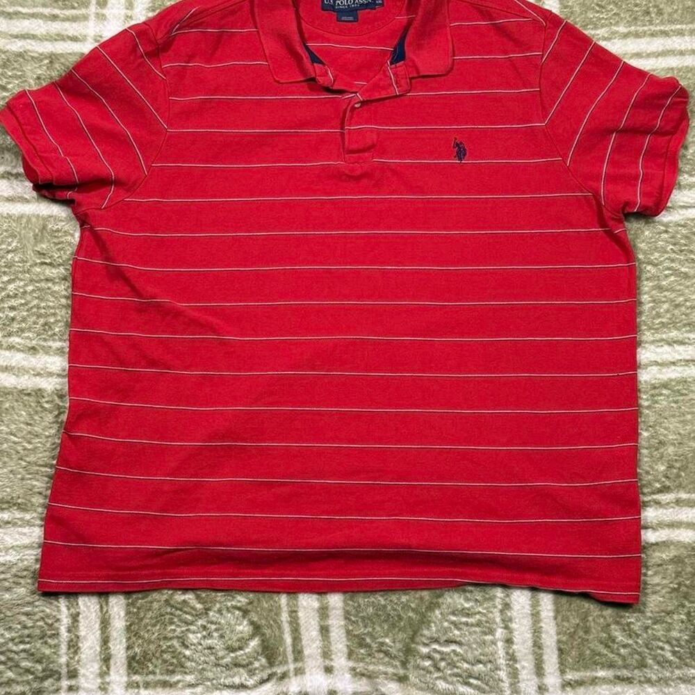Vintage U.S. Polo Assn. Striped Polo Shirt - Men's Size XXL, Red & Navy Blue